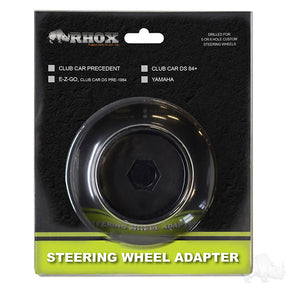 RHOX Black Satin Steering Wheel Adaptor 5 or 6 Hole for Club Car Precedent – steering wheel adapter in packaging