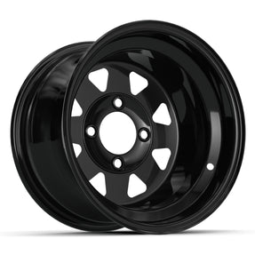 12” Glossy Black Steel Golf Cart Wheel (2:5 Offset)