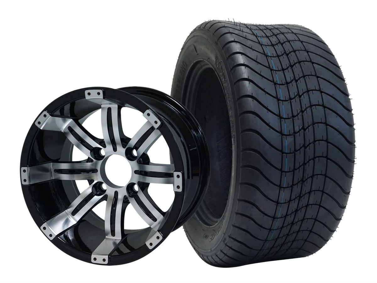 SGC 12" Tempest Machined Black Wheel and 215/50-12 Comfort Ride Street Tire Combo