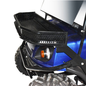 GTW Clays Basket w/ Brackets for E-Z-Go S4 & TXT (2014-2020) – installed on front of blue golf cart