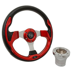 Steering Wheel Kit, Red/Rally 12.5 w/Chrome Adapter, Club Ca – additional product view