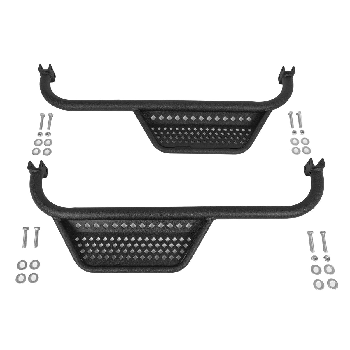 MJFX Armor Nerf Bar with Side Step - Black – pair of nerf bars with mounting hardware