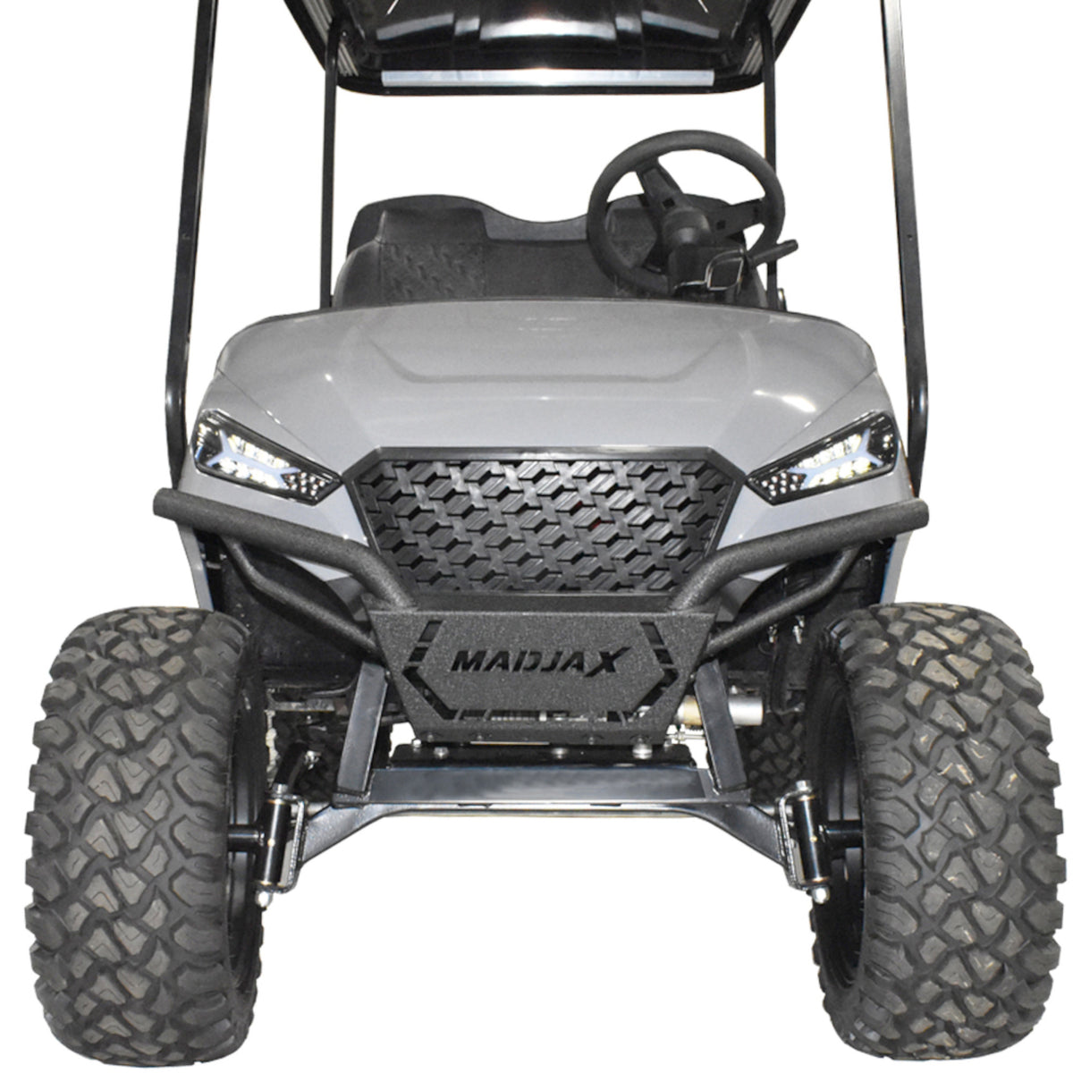 EZGO TXT MadJax Storm Brush Guard - Black – brush guard installed on golf cart