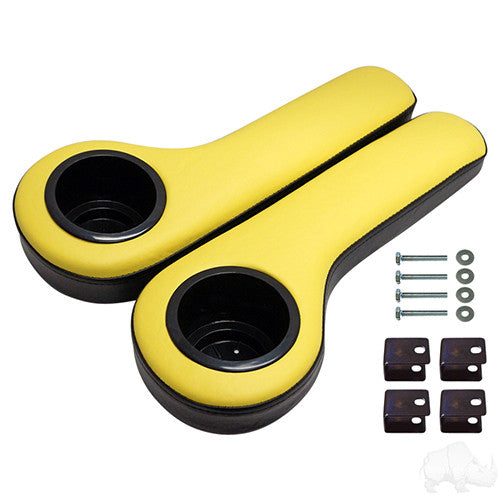 RHOX Arm Rest with Cup Holder Set - Black and Yellow – product view