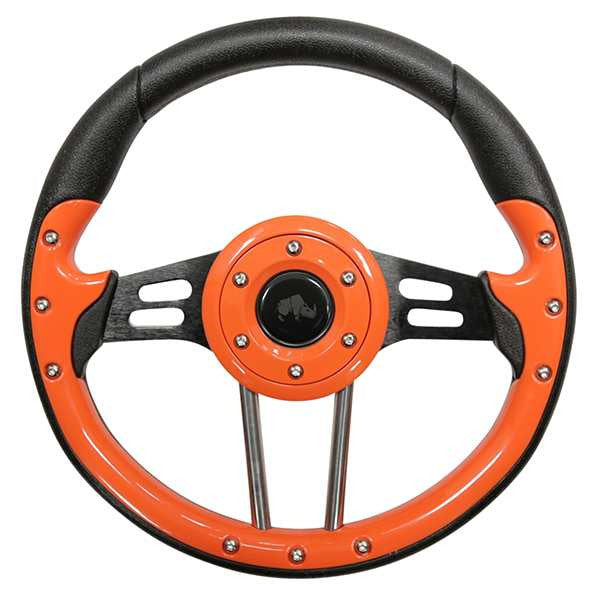 Rhox Aviator 4 Steering Wheel with Black Spokes - Satin Black (Yamaha) / Orange Grip – product view