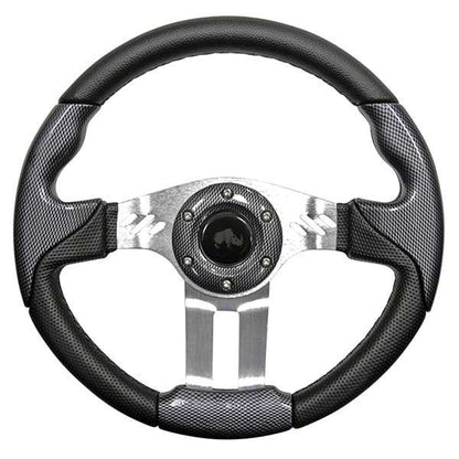Rhox Aviator 5 Steering Wheel with Brushed Aluminum Spokes - None (I already have one) / Carbon Fiber Grip – product view
