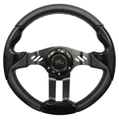 Rhox Aviator 5 Steering Wheel with Black Spokes - Chrome (Club Car DS 84+) / Black Grip – product view