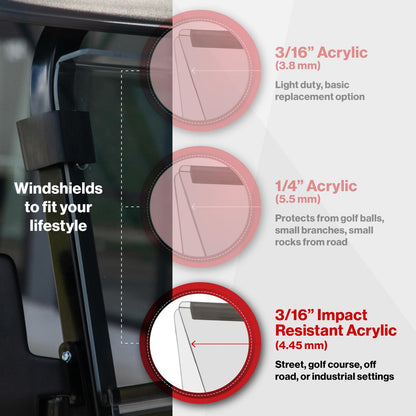 RedDot EZGO RXV Tinted Folding Impact Modified Windshield (Years 2024-Up)