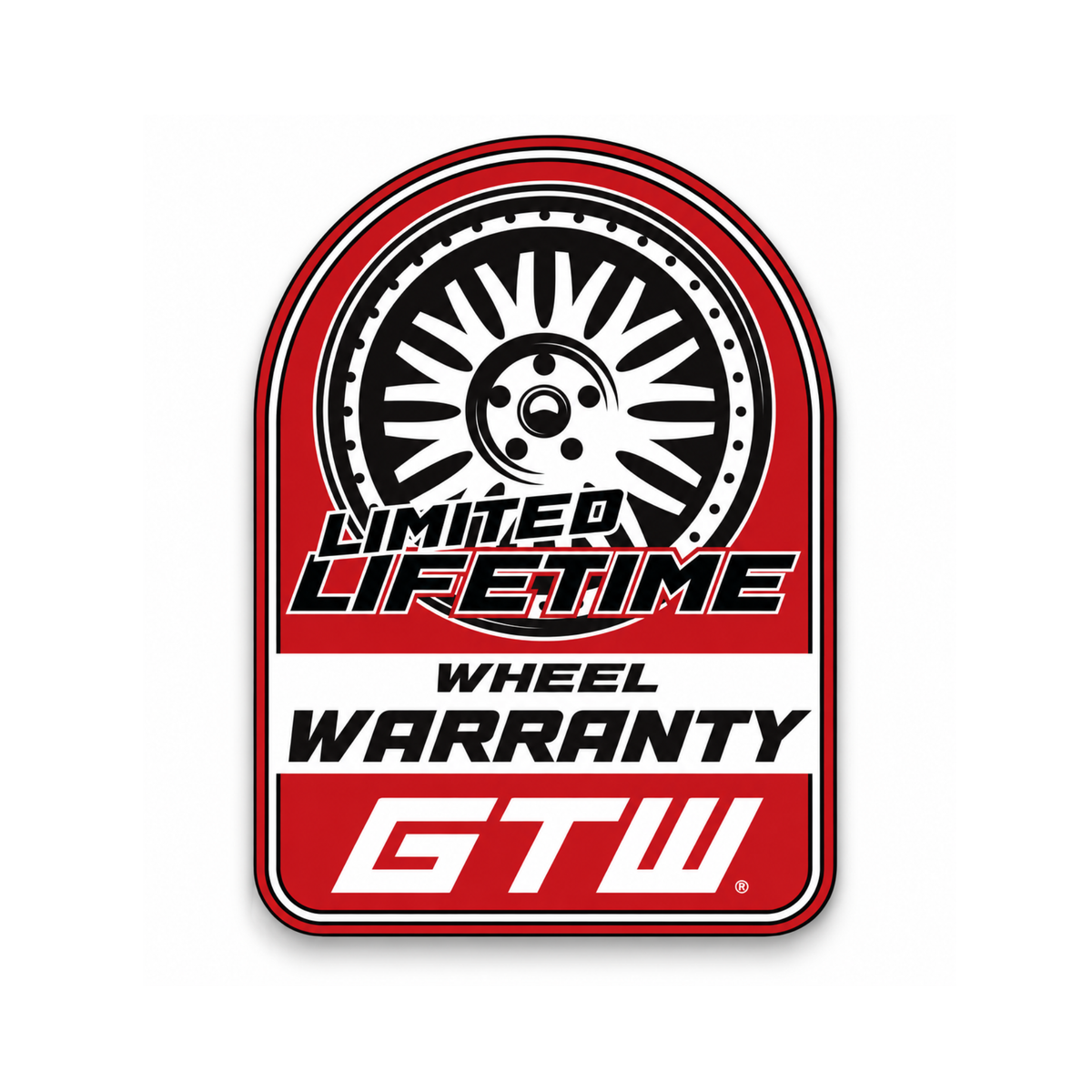 10x8 White Steel Wheel (3:5 Offset) – GTW lifetime wheel warranty badge
