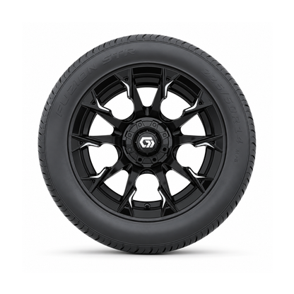 GTW® Diablo 14” Gloss Black/Machined Wheels with 225/50-R14 Fusion STR Tires – Full Set
