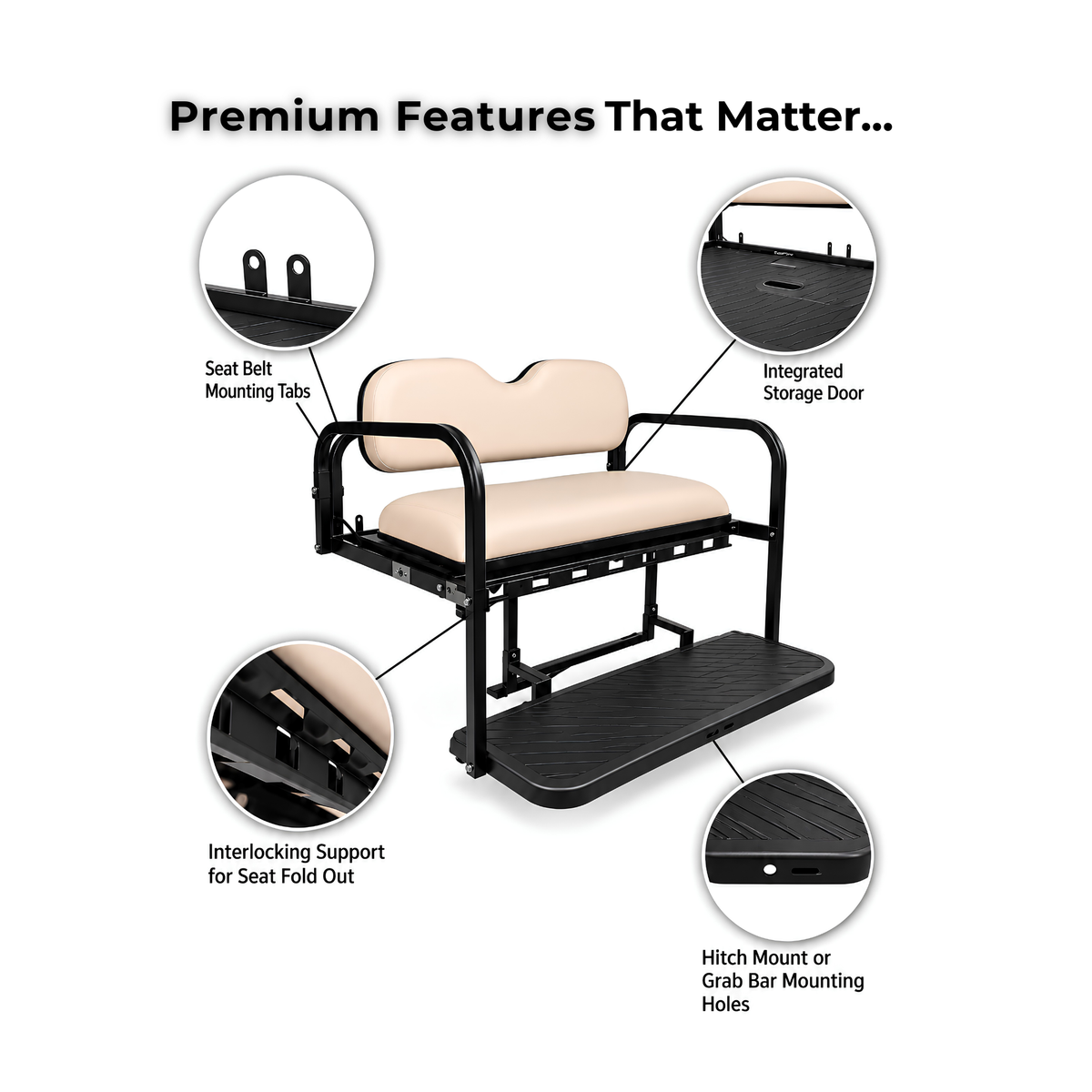 GTW Mach3 Rear Flip Seat for Club Car Precedent, Tempo & Onward