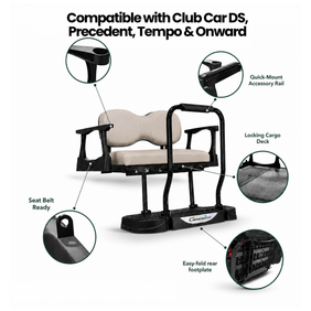 MadJax Genesis 250 Steel Rear Flip Seat Kit with Deluxe / Standard Cushions for Club Car DS, Precedent, Tempo & Onward