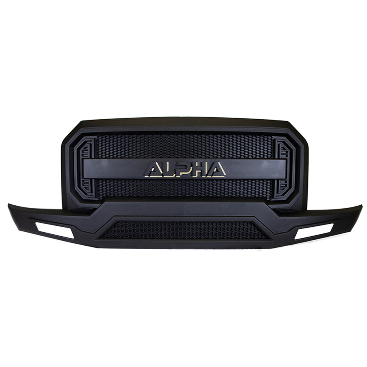 MadJax Alpha Deluxe Grille Black – grille with bumper, front view