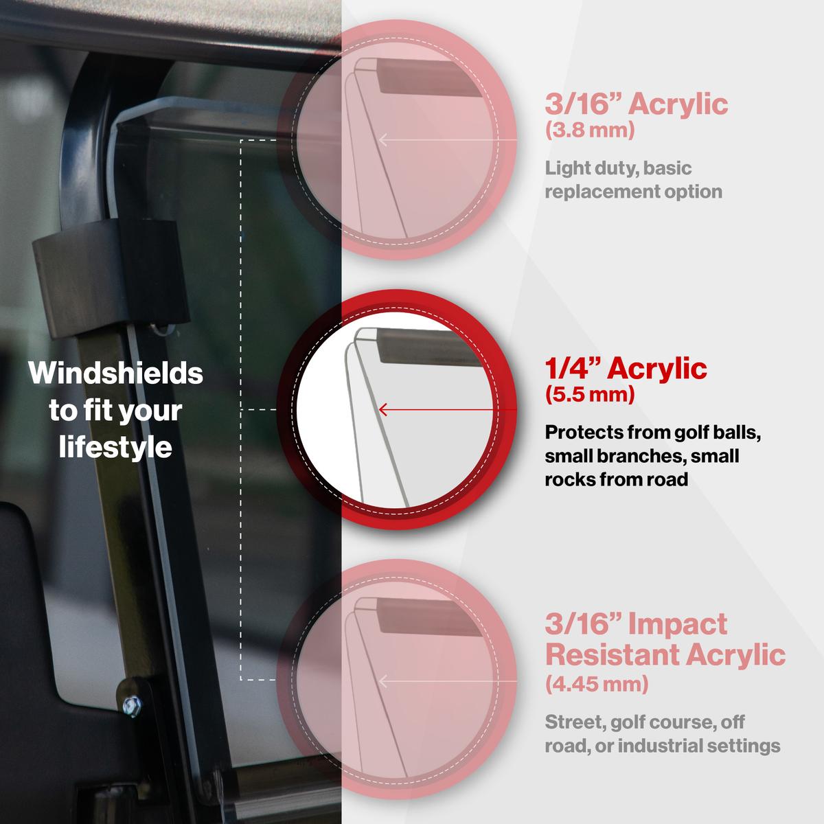 RedDot EZGO RXV Tinted Folding 1/4" Windshield (Years 2024-Up)