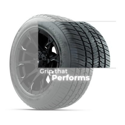 GTW® Diablo 14” Gloss Black/Machined Wheels with 225/50-R14 Fusion STR Tires – Full Set