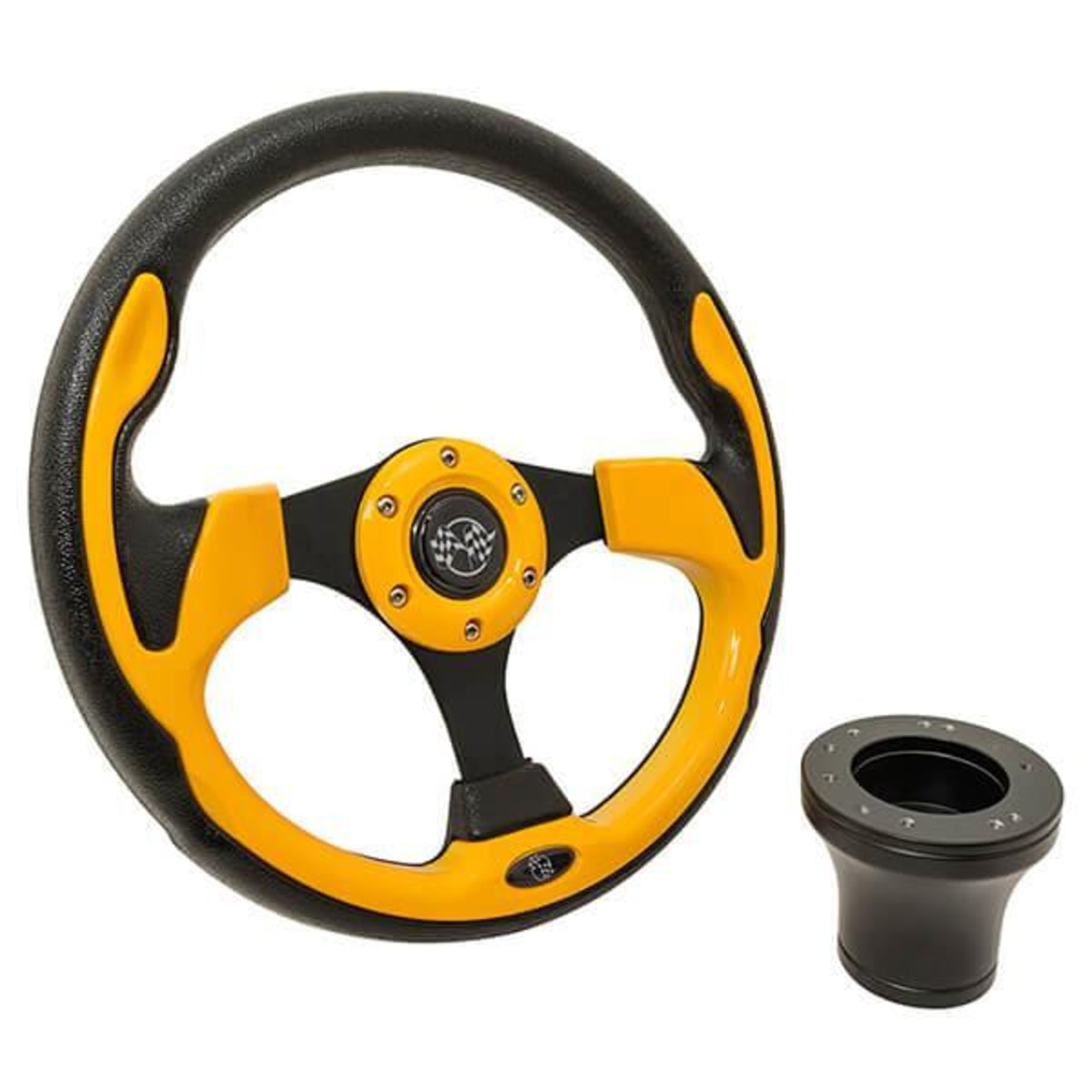 Steering Wheel Kit, Yellow/Rally 12.5 W/Black Adapter, Club Car Pr – additional product view