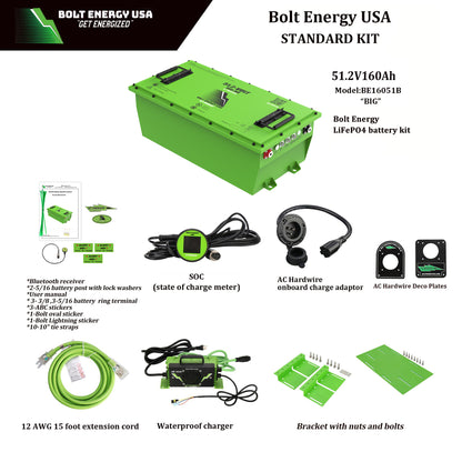 Bolt Energy 48V 168Ah BIG Golf Cart Lithium Battery Bundle - Professional or Standard Kit