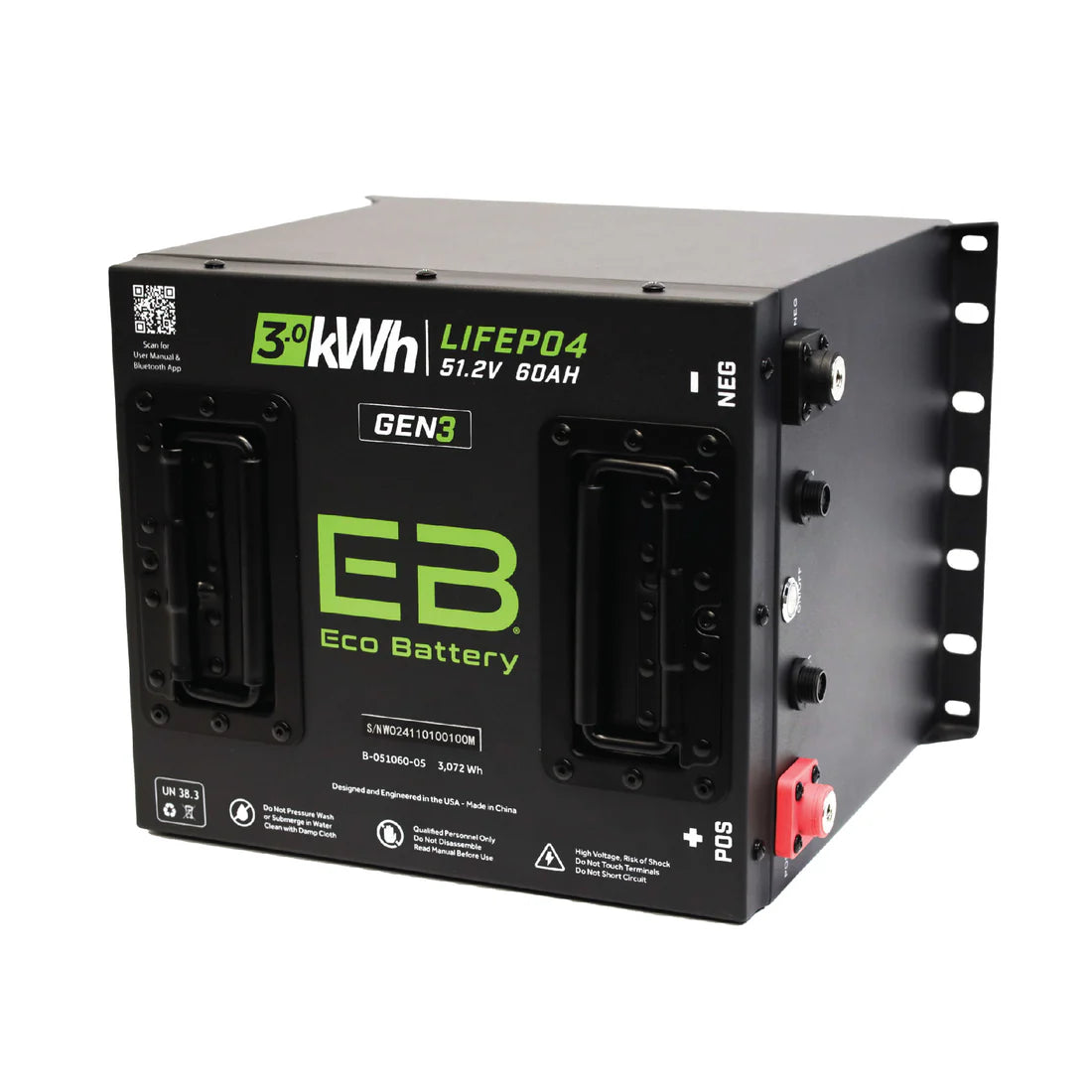 Eco 51V 60Ah Cube LiFePO4 Gen3 Individual Battery Heated