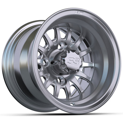 GTW Medusa 10x7 Machined Silver Wheel – wheel, angled view