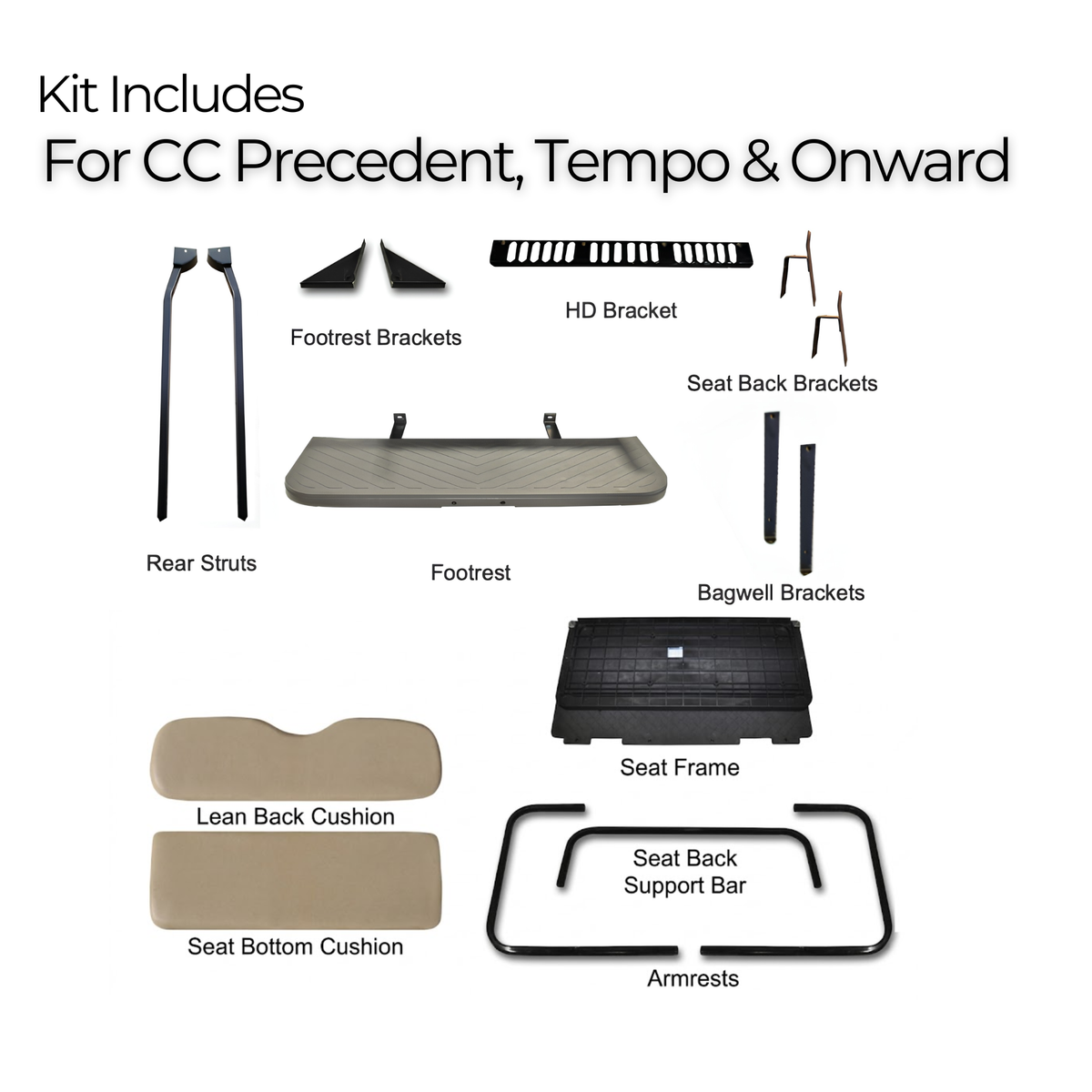 GTW Mach3 Rear Flip Seat for Club Car Precedent, Tempo & Onward