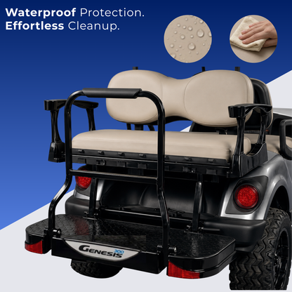 MadJax Genesis 300 Aluminum Rear Seat Kit for Yamaha Drive (G29) & Drive2 (2017+) – installed on golf cart, rear view