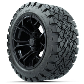 14" GTW Spyder Matte Black Wheels and Timberwolf 22x10-14 All-Terrain Tires Set of 4