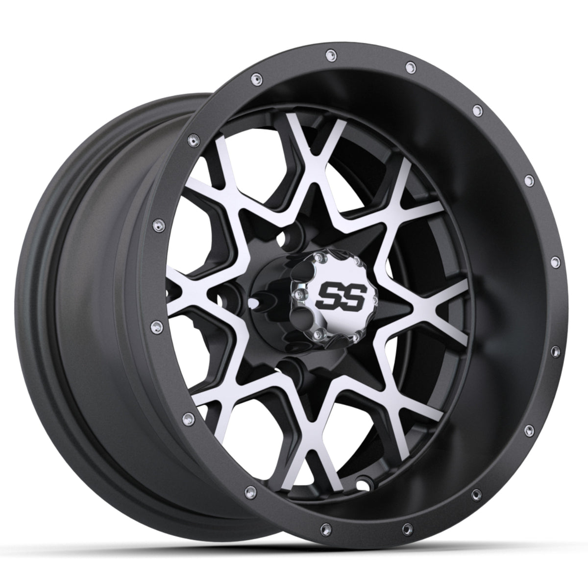 Vortex 2 Wheel, 12X7 Matte Gray/Matte Machined – wheel, side angle view