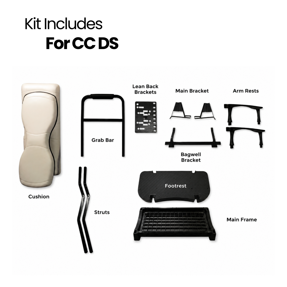 MadJax Genesis 300 Aluminum Rear Seat Kit for Club Car DS, Precedent, Tempo & Onward | Deluxe & Standard Cushions