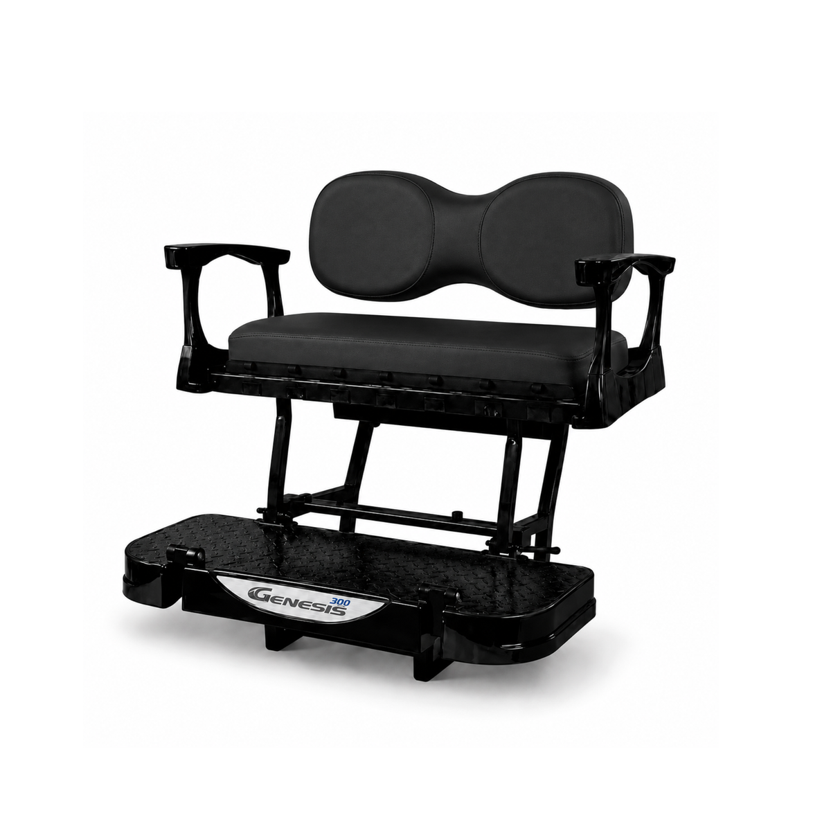 MadJax Genesis 300 Aluminum Rear Seat Kit for Yamaha Drive (G29) & Drive2 (2017+) – black cushions, angled view