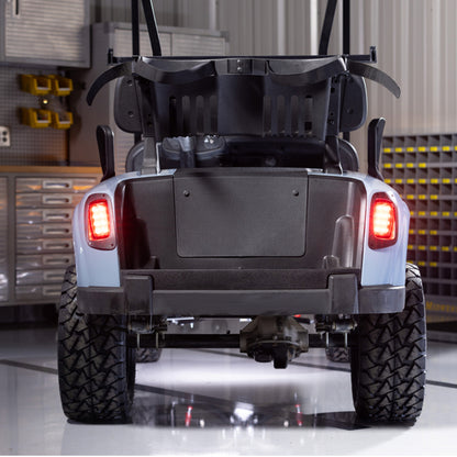 Gtw Led Light Kit, Premium Harness, Ezgo RXV (16-Up) – installed on blue golf cart, taillights on