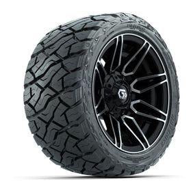 12" GTW Stealth Wheels Gloss Machined Black and Maverick 215/40-R12 Low Profile All Terrain Tires Combo Set of 4