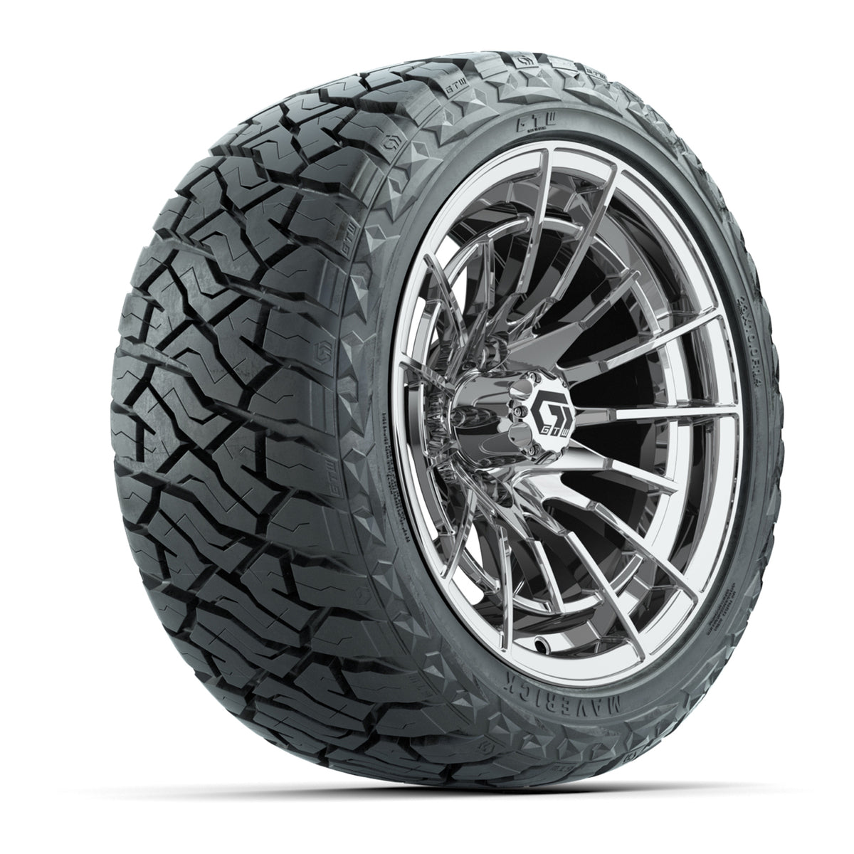 14" GTW Boost Wheels Chrome and Maverick Low Profile & All Terrain - 23x10.00-R14 Maverick All-Terrain Tires – product view