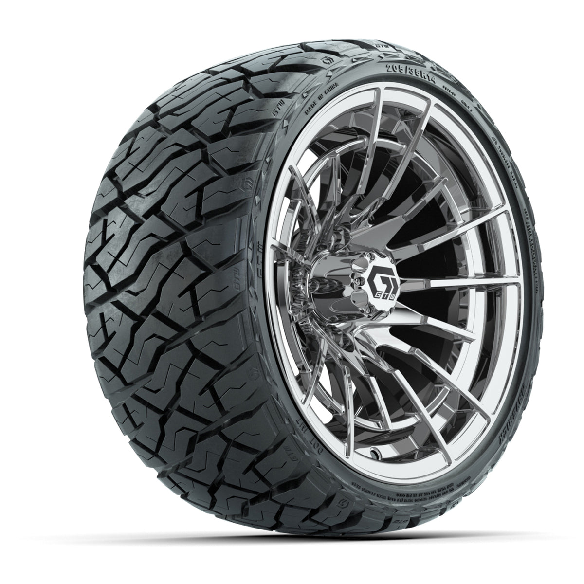 14" GTW Boost Wheels Chrome and Maverick Low Profile & All Terrain Tires - 205/35-R14 Maverick Low-Profile – product view
