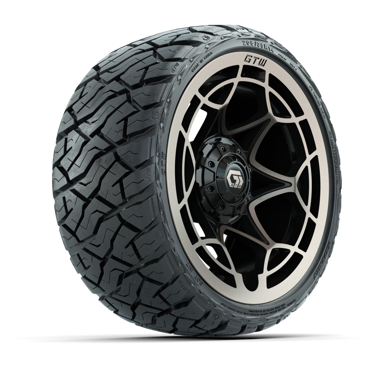 14" GTW Nexus Wheels Gloss Black/Bronze and Maverick 205/35-R14 Low Profile All Terrain Tires Set of 4