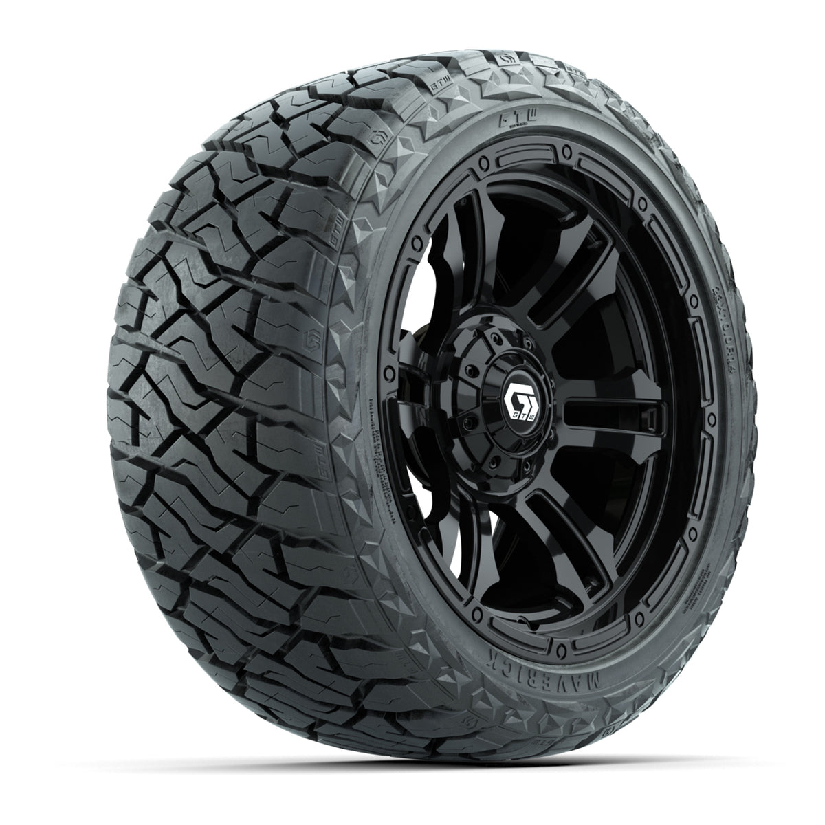 14" GTW Shogun Wheels Gloss Black and Maverick Low Profile & All Terrain Tires Combo Set of 4