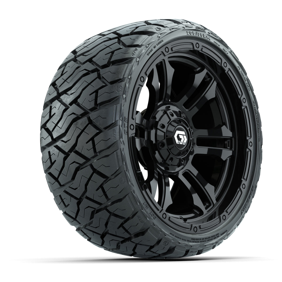 14" GTW Shogun Wheels Gloss Black and Maverick Low Profile & All Terrain Tires Combo Set of 4