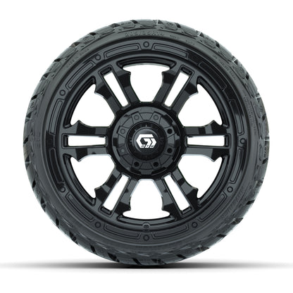 14" GTW Shogun Wheels Gloss Black and Maverick Low Profile & All Terrain Tires Combo Set of 4