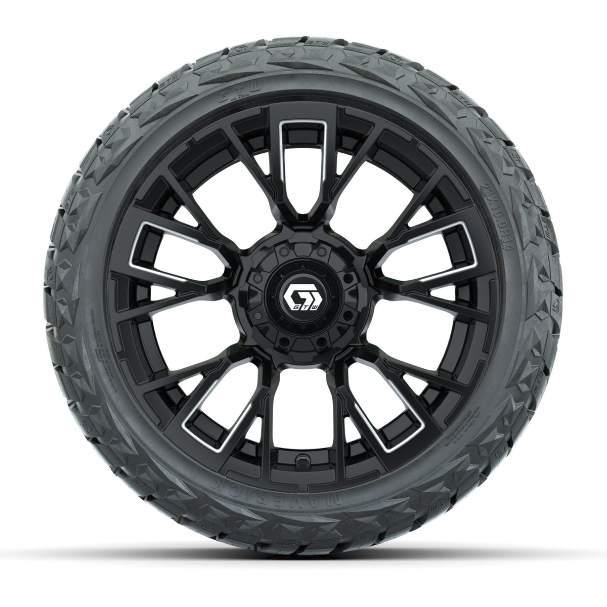14" GTW Vandal Wheels Machined Matte Black and Maverick Low Profile & All Terrain Tires Combo Set of 4
