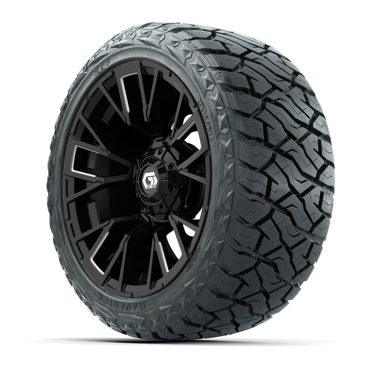 14" GTW Vandal Wheels Machined Matte Black and Maverick Low Profile & All Terrain Tires Combo Set of 4