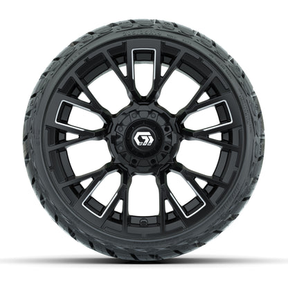 14" GTW Vandal Wheels Machined Matte Black and Maverick Low Profile & All Terrain Tires Combo Set of 4