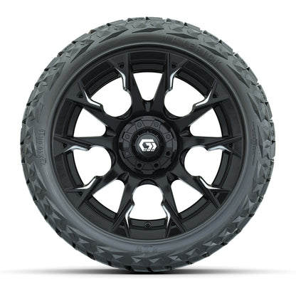 15" GTW Diablo Wheels Gloss Machined Black and Maverick 23x10.00-R15 All Terrain Tires Combo Set of 4