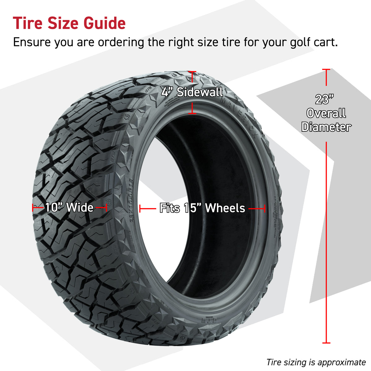 15" GTW Barricade Wheels Satin Bronze and Maverick 23x10.00-R15 All Terrain Tires Combo Set of 4