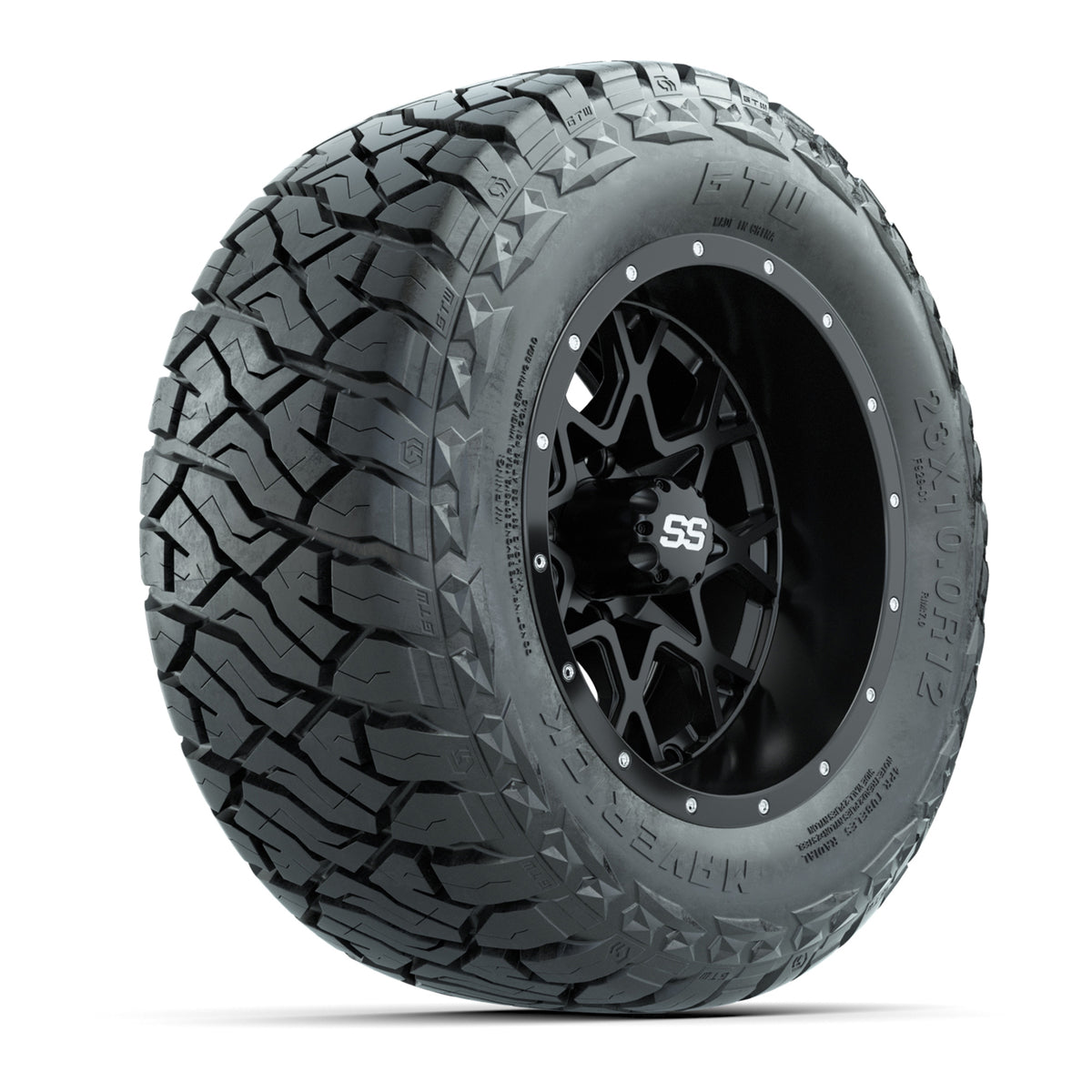 12" GTW Vortex Wheels Matte Black and Maverick Low Profile & All - 23x10.00-R12 Maverick All-Terrain Tires – product view