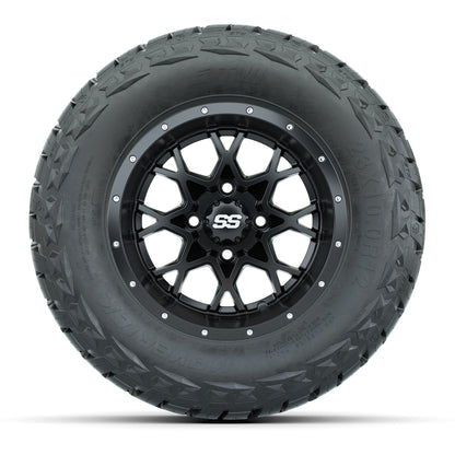 12" GTW Vortex Wheels Matte Black and Maverick Low Profile & All Terrain Tires Combo Set of 4