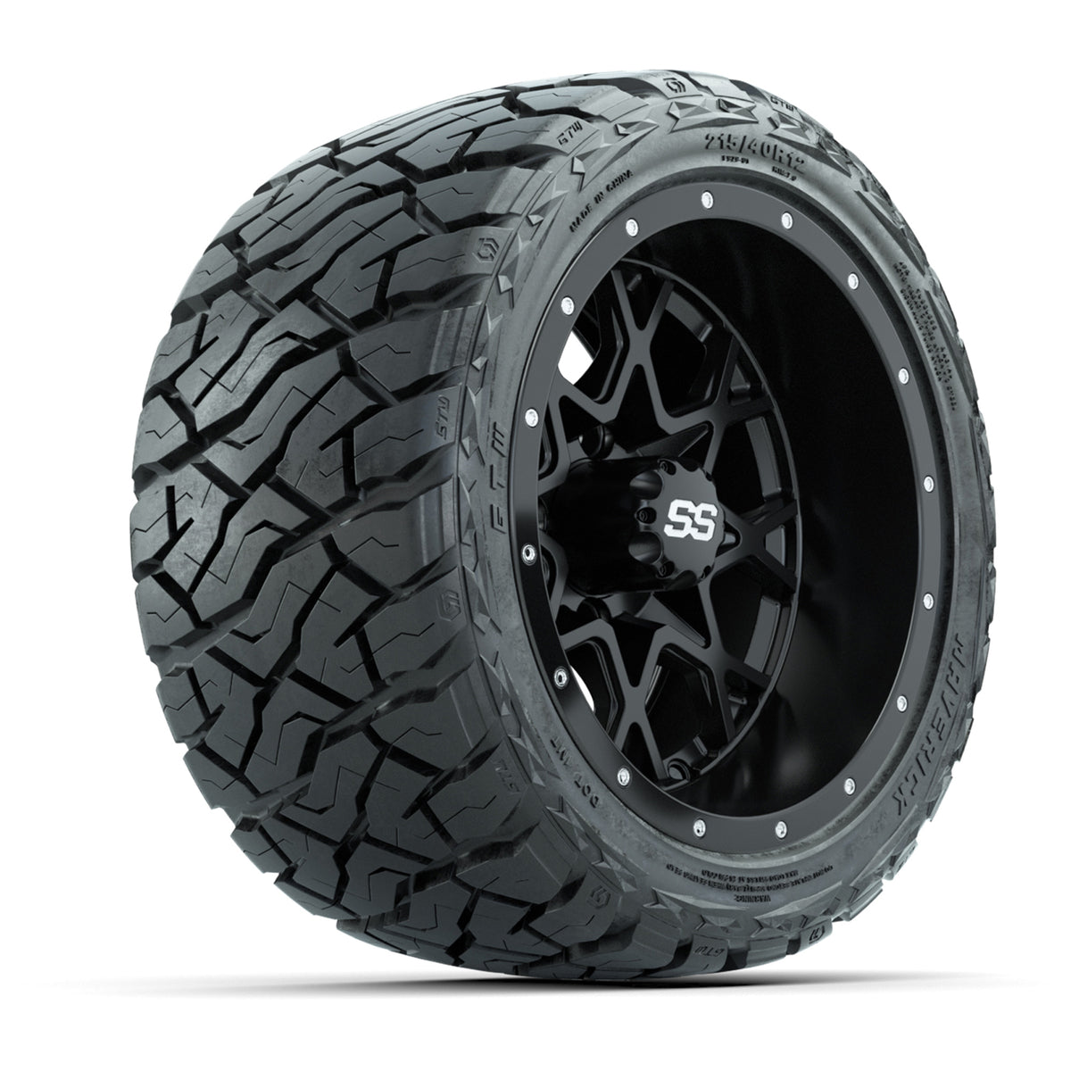 12" GTW Vortex Wheels Matte Black and Maverick Low Profile & All Terrain - 215/40-R12 Maverick Low-Profile – product view