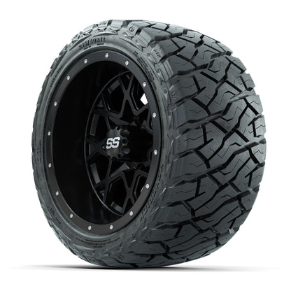 12" GTW Vortex Wheels Matte Black and Maverick Low Profile & All Terrain Tires Combo Set of 4