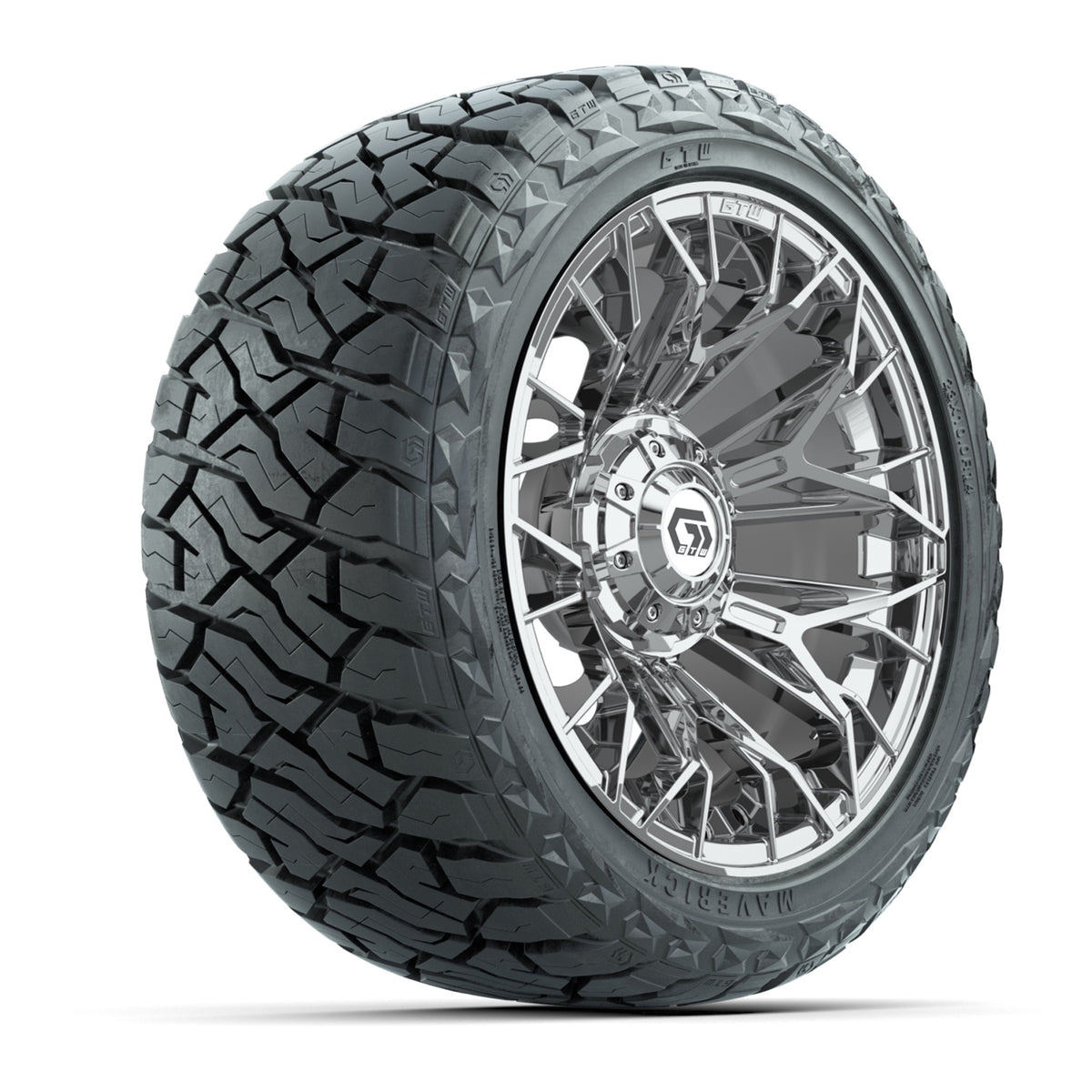 14" GTW Stellar Wheels Chrome and Maverick Low Profile & All - 23x10.00-R14 Maverick All-Terrain Tires – product view