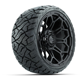 14" GTW Bravo Wheels Matte Black and Maverick 205/35-R14 Low Profile All Terrain Tires Set of 4