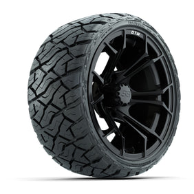 14" GTW Spyder Wheels Matte Black and Maverick Low Profile & All Terrain Tires Combo Set of 4