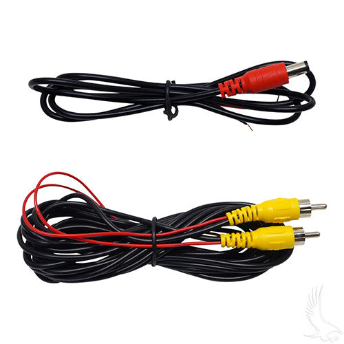 Rearview Camera Package for LSV, Flush Mount Camera and 4.3" Dash Mount Color – video and power cables, alternate view